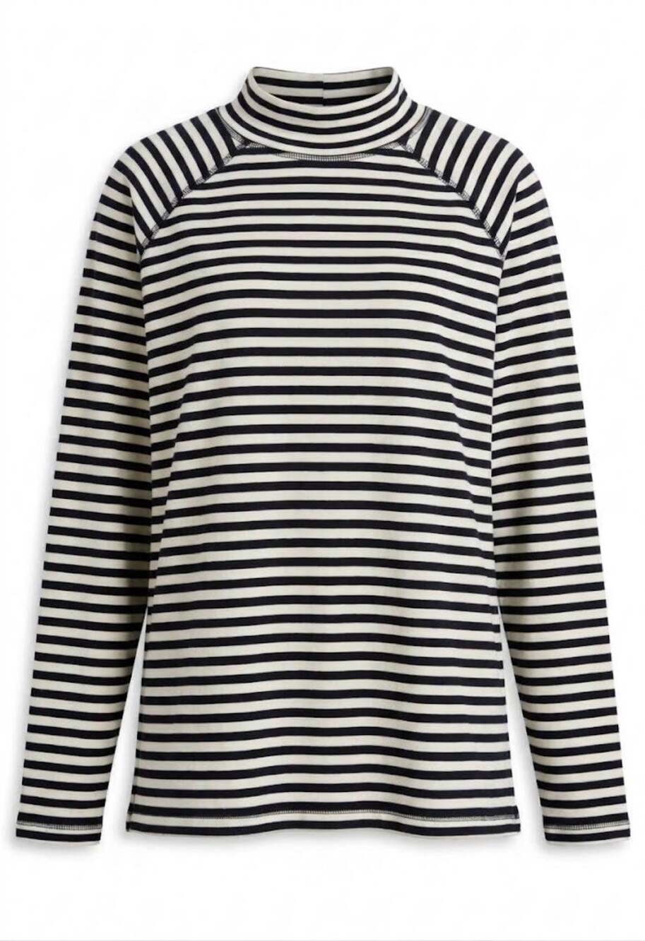 #2062. Peach Love CA Black/White Oversized Striped Mock NeckSweatshirt